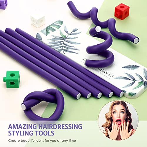 30 Pieces Flexible Curling Rods Twist Foam Hair Rollers Soft Foam No Heat Hair Rods Rollers And 1 Steel Pintail Comb Rat Tail Comb For Women Girls Long And Short Hair (Purple, 9.45 X 0.47 Inch) #TOP3