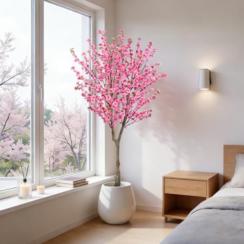 HUAESIN 6.5ft Artificial Cherry Blossom Tree with 32...