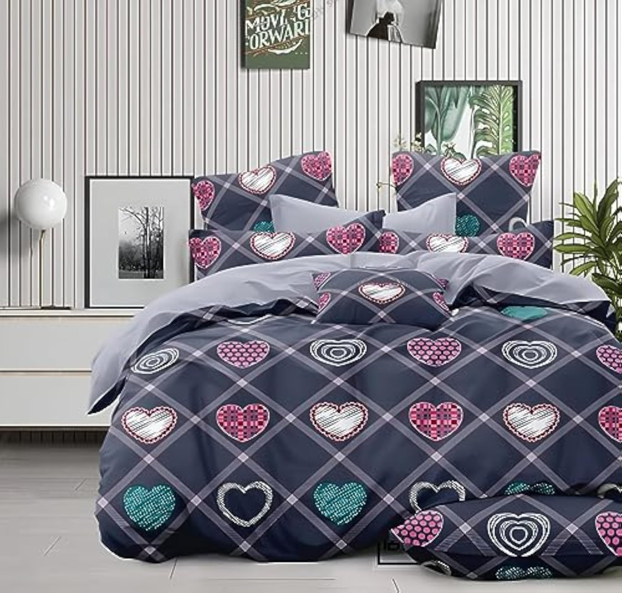 350tc Reversible Comforter with Bedsheet & Pillow Covers, King Size