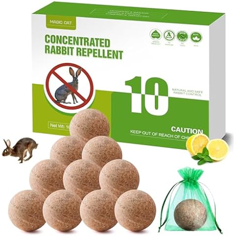 MAGIC CAT Rabbit Repellent Outdoor, 10 Pack Natural Peppermint Oil Deer and Rabbit Away Repellent for Plants Pet Family Safe, Rabbit Deterrent Deer Stopper to Keep Deer Bunny Out of Yard Garden Lawn Cover