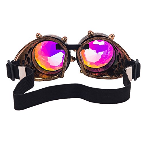 Óculos vintage com lentes de cristal Kaleidoscope Rave Rainbow, 16-red Copper, Free Size