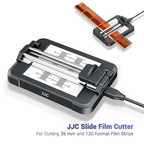 jjc negative slide film cutter for 35mm 120 format strip 35mm film trimmer with 11-level brightness adjustable led backlight panel support usb-c charging and graduated mark for clean cutting