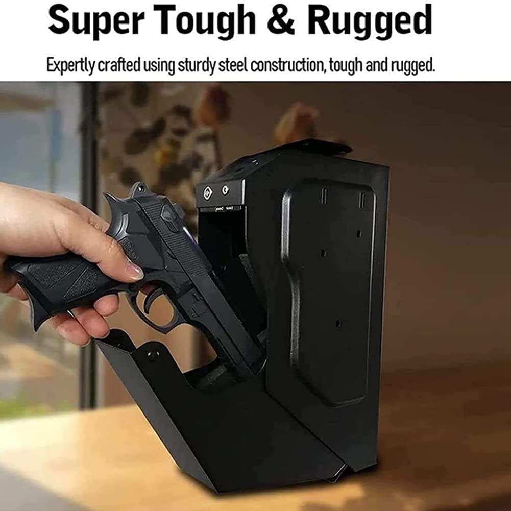 ARWIC Étui de sécurité pour Pistolet Personnel Coffre-Fort pour Pistolet biométrique avec Empreintes digitales biométriques, boîte de Rangement pour Table de Chevet, Chevet, étagère