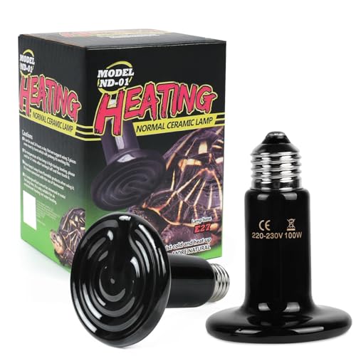Adiwo Ampoule Céramique Chauffante Lampe 220V, 2PCS E27 100W Lampe Chauffante Reptiles Noire, Durée de vie 20 000 Heures, Lampe Infrarouge Chauffante pour...