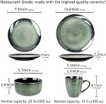 Ensembles de vaisselle(16Pcs) Servant pour 4, Plaques et bols de verre réactifs Set avec tasse,7.9"Petite plaque,10.6" plaque de dîner,5.5"bowl, Ustensiles de cuisine modernes,Safe micro-ondes, Set n°3