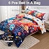 A Nice Night Galaxy Algebra Themed Full Bedding Set for Boys 6 Piece Bed-in-a-Bag with Comforter & Sheet Set, Machine Washable Kids Purple Bed Sets, Space Math Decor (Age 6-12) #5