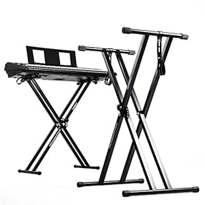 Duronic Keyboard Stand KS2B | Twin X Frame | Height Adjustable 33-98cm | Double Braced Legs for Digital Pianos | Quick…