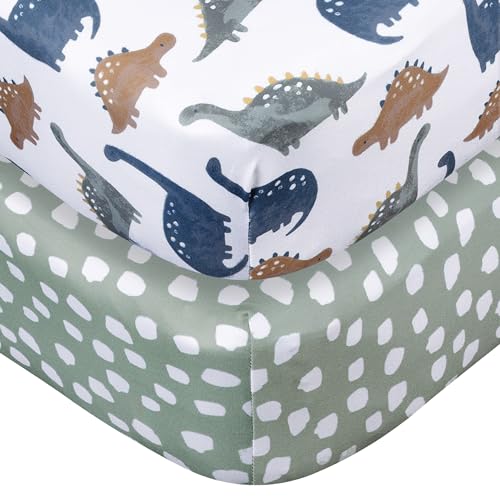 Image of Gerber Baby Unisex 2-Pack Knit Crib Sheet, Dino Time, One Size