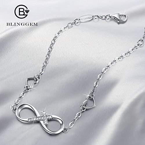 BlingGem Bracelet for Women Infinity Cross 925 Sterling Silver Cubic Zirconia Religious Cross Infinity Love Charm Bracelet Birthday Jewelry Gifts for Women Wife4