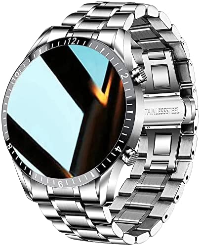 FILIEKEU Men Smart Watch for Android iOS, Bluetooth Calls Voice Chat with Heart Rate/Sleep Monitor Fitness Tracker, 1.3" AMOLED Full Touch Screen IP67 Waterproof Stainless Steel Activity Tracker Men