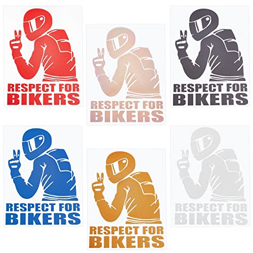 GORGECRAFT 6 Couleurs Autocollants de Voiture en Vinyle Coloré Respect pour les Motards Drôle Réfléchissant Laser Autocollants de Fenêtre Drôles pour Voitures Camions Motos Ordinateur (Moto)