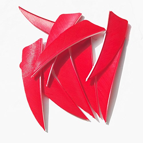 Milaem 50 Pcs 3 Inch Turkey Feather Fletching Hunting Arrow Fletches Left Wing Arrow Feathers Vanes (Red) #TOP3