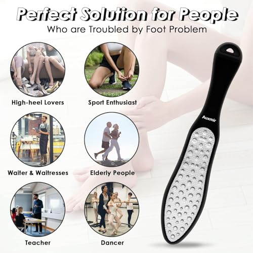 Auxmir Hornhautentferner Hornhautfeile Upgrade, 3 in 1 Grobe Feine Mini Hornhauthobel für Fußpflege, Doppelseitig Edelstahl Fußfeile Hornhautraspel, Professionelle Pediküre zum Hornhaut Entfernen