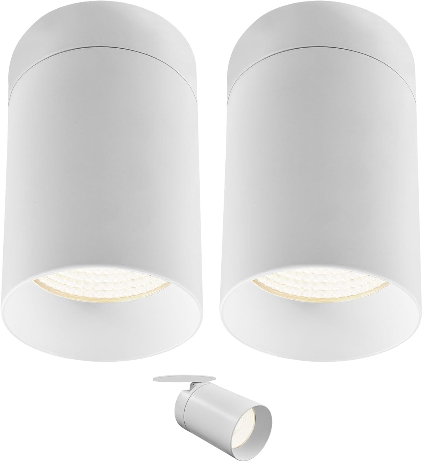 LUXRITE 3-Inch Cylinder Downlight, Recessed Ceiling Spot Light, 5CCT Selectable 2700K-5000K, CRI 90, 16W, 1000 Lumens, Dimmable, 60º Swivel Angle, Spot Light Indoor, ETL Listed, White Finish (2 Pack)