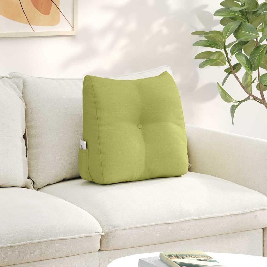 Cuscino di supporto per la schiena, verde chiaro, 45 x 24 x 50 cm, in tessuto con supporto lombare ergonomico, per divano, ufficio, letto e poltrona, comodo cuscino di supporto per colonna