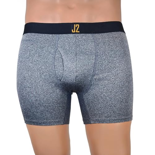 J2 Ultimate Comfort Men's Boxer Briefs - Cool Dri Moisture Wicking, Flexible Waistband, 3-Pack (Black, Gray, GoldBrown)3