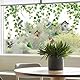 PLIGREAT 9 Blätter Hängende Grüne Rebe Fensterklammern Vögel Blumenkäfig Fensteraufkleber Selbstklebende DIY Aufkleber für Schlafzimmer Home Fenster Dekor Store Display Glastür Dekorativ