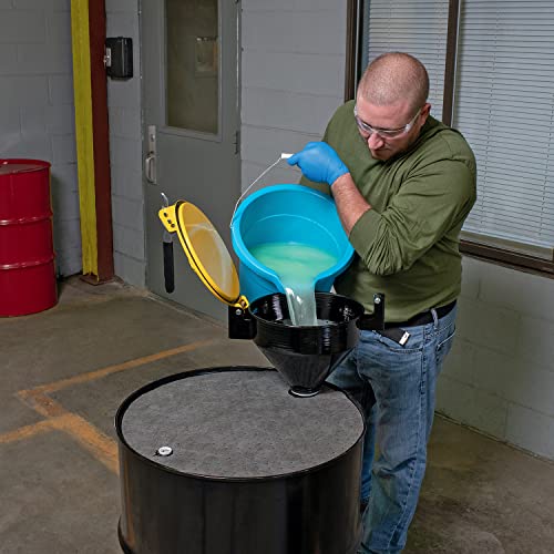 Image of PIG Drum Funnel | Burpless Steel Drum Funnel | for 20 to 55 gal. Poly or Steel Drums w / 2 inch NPT | Yellow | DRM1125-YW-NPT