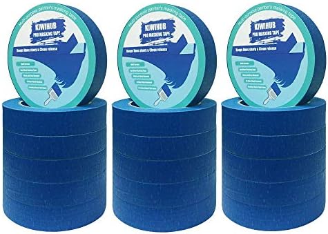 18 Rolls 0.94" Pro-Grade Blue Painters Tape, Medium Adhesive That Sticks Well But No Residue Left Behind, Individually Packed Wall Friendly