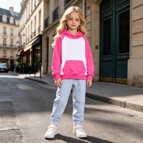 Sudadera de niña de dos piezas casual con capucha y pantalón de manga larga infantil 3