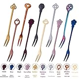 Youdepot 10 color stainless steel Creative Cake Fruit fork ，Dessert fork- Great for Tastings, Cakes, and Using in Home, Kitchen, or Wedding Party .