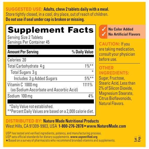 Nature Made Chewable Vitamin C 1000 mg per Serving, 90 Tablets - image 8