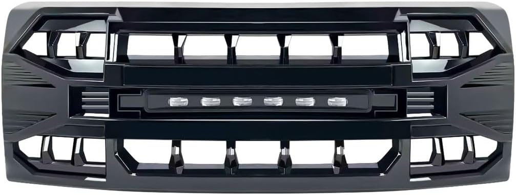 MEGAIE Front Grill Compatible with F150 2009-2014, Glossy Black Bumper Grille w/Off-Road Lights