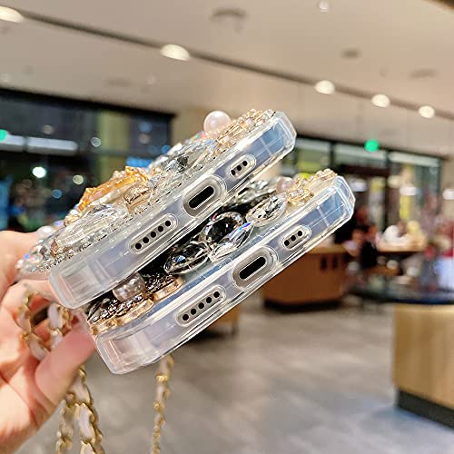 Victorlan Victor For Iphone 11 6.1 Inch Bling Glitter Case, Women 3D Luxury Sparkle Diamond Rhinestone, Shiny Perfume Bottle Style Handmade Clear Cover Case For Iphone 11 6.1 With Lanyard (Pumpkin) #TOP3