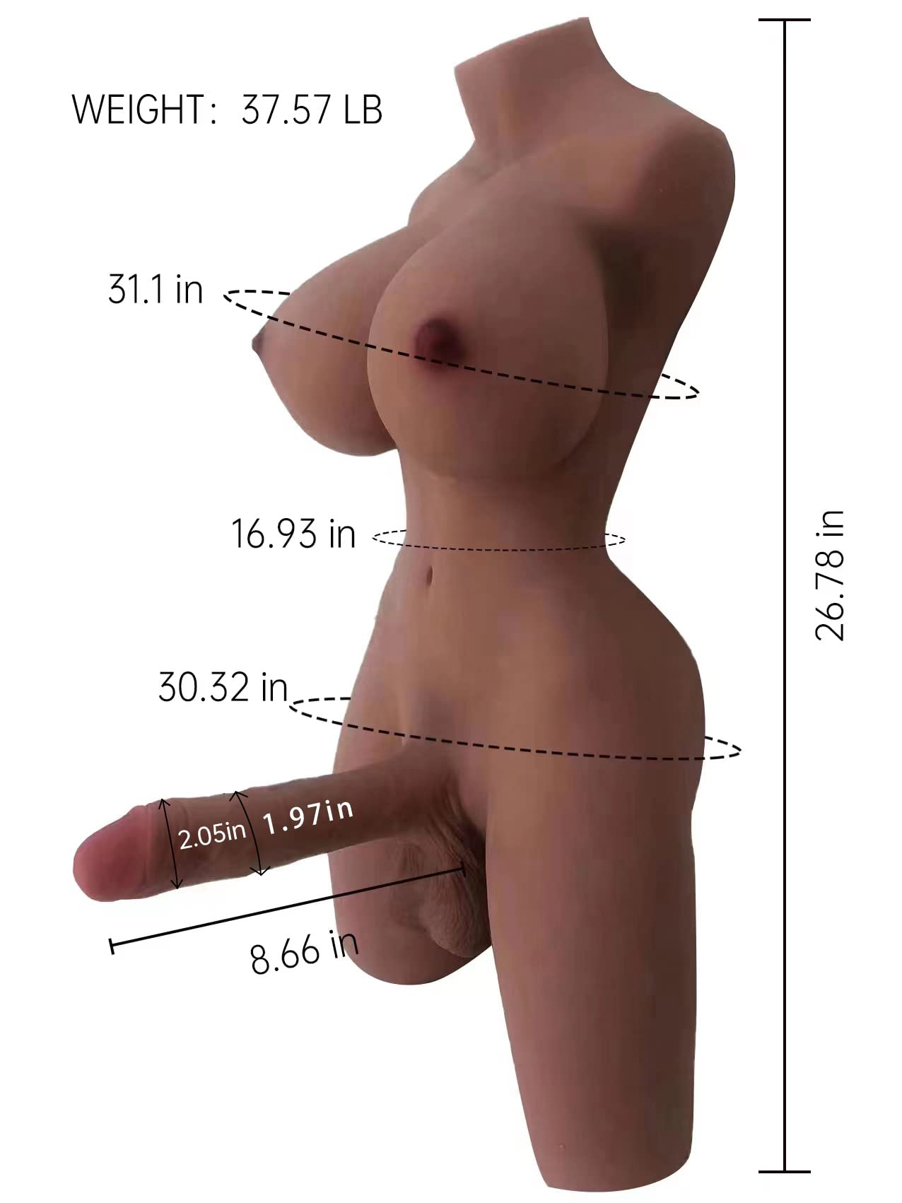 Amazon.com: MoiDol 37.57LB Shemale Sex Doll with Realistic 1.97IN Diameter  of Dildo Gel Breasts and Anal Lifelike Transsexual Love Doll with Two  Testicles Unisex Masturbator for Men Women Gay Couple Adult Sex