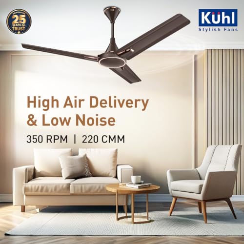 Image of KUHL Prima A1-DUO 1200mm BEE 5-Star BLDC Ceiling Fan | 29W Energy Saving (Up to 65%) | High Airflow & Low Noise | Remote as well as Regulator Operated | 5 Year Motor Warranty | ISI Marked (Espresso)
