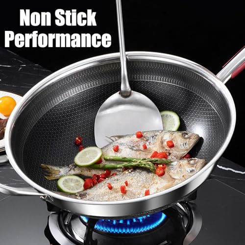 Wok con tapa, acero inoxidable antiadherente, 12.6 in miniatura 6