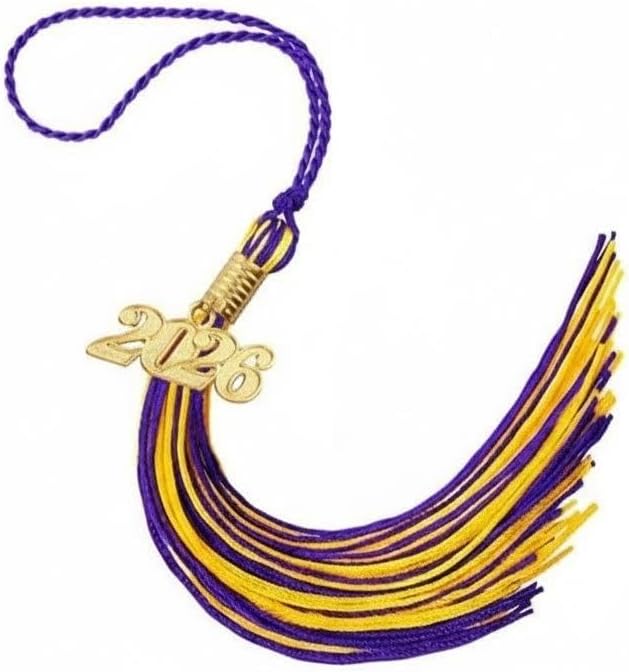 2026 Graduation Tassel 2026 Purple and Gold Charm for Grad Cap Accessory Graduations Party Gifts High School Black Clothing Decorations