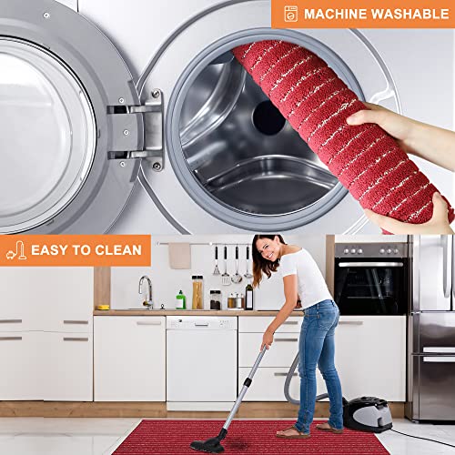 Beqhause Kitchen Mat Set Of 2 Anti-Slip Kitchen Rugs 100% Polyester Soft And Absorbent Kitchen Mats For Floor Red Kitchen Rug Non Skid Washable With Tpr Backing Kitchen Runner Rug 20X30Inch/20X48Inch #TOP5