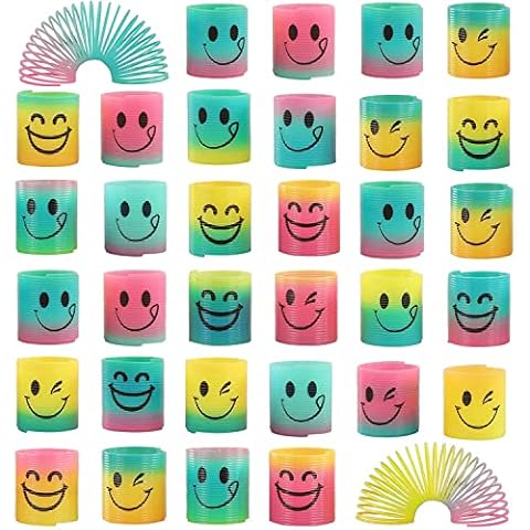Xndryan 36 PCS Mini Slinky Rainbow Springs Toys for Kids Party Bag Fillers, Rainbow Smile Spring Toys for Pinata Party Favors Stocking Fillers for Boys Girls, Classroom Prizes for Kids Cover