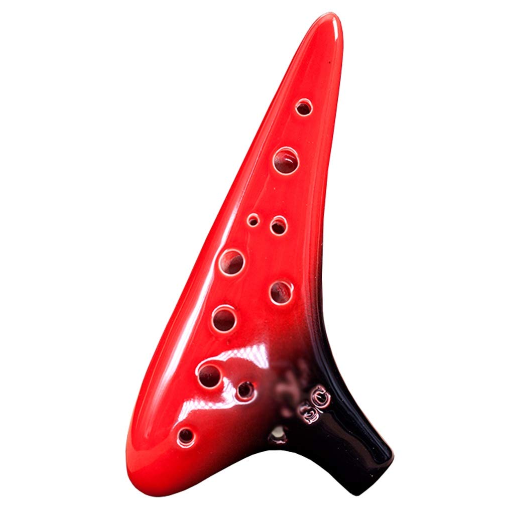 ocarina, Ocarina in argilla smaltata rossa e nera a 12 fori con tonalità Do acuto