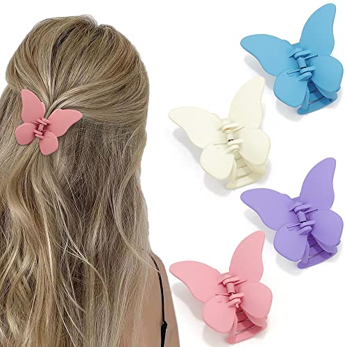 ATODEN Butterfly Matte Claw Clips Set of 4 (2.6", Multicolour)