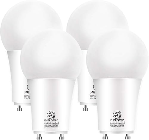 Energetic - Base LED GU24, forma A19, equivalente a 60 vatios (8.5 W), luz diurna de 5000 K, 800 lúmenes, no regulable, bombilla LED de 2 pines,