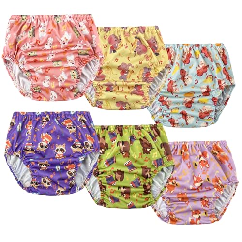 BISENKID 6 Packs Waterproof Plastic Training Pants for Toddlers Training Underwear Girls Good Elastic Plastic Underwear for Toddlers Girls 5t