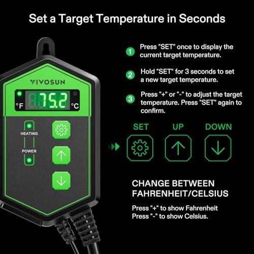 Vivosun 330101 Digital Heat Mat Thermostat Controller, 40–108 ºf 1000W For Reptiles thumb #3