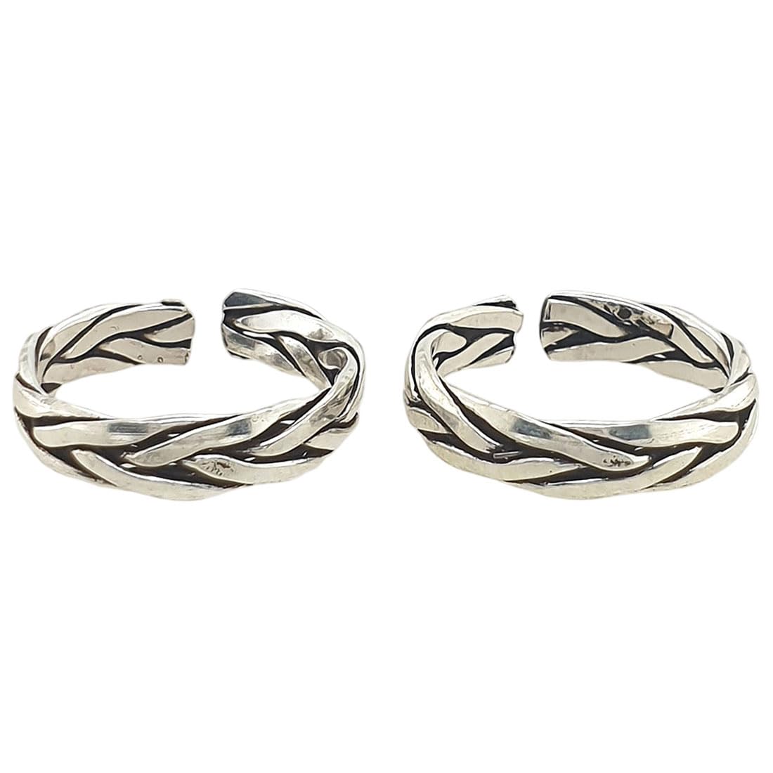 925 solid Sterling Silver Woven Plait Toe Ring/Bichiya For Women ~ 2 Pieces ~ Designer Toe Rings-image-4