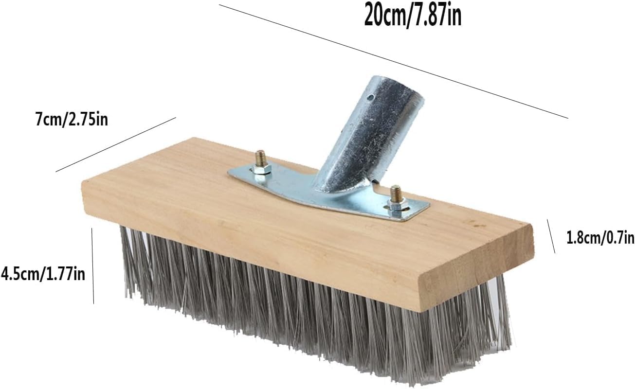 Brosse à Récurer Métallique Sans Manche 20 Cm - Tête En Acier Inoxydable Pour Nettoyer Mousse, Sols, Grill - 5