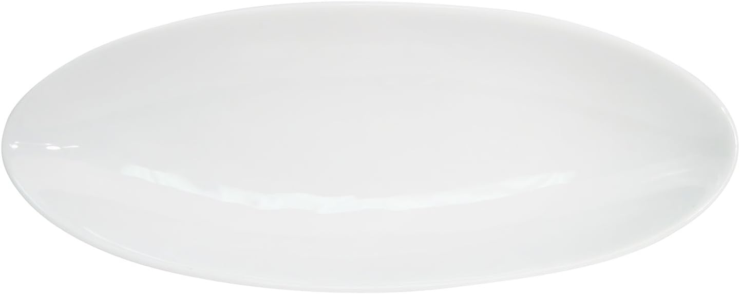 CAC China RCN-B412 Clinton Rolled Edge 11-3/4-Inch by 4-5/8-Inch by 1-3/4-Inch Super White Porcelain Gondola Serving Bowl, Box of 12