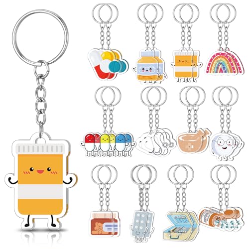 Equsion 24 Pcs Pharmacist Keychain Gifts Bulk Pharmacy Technician Accessories