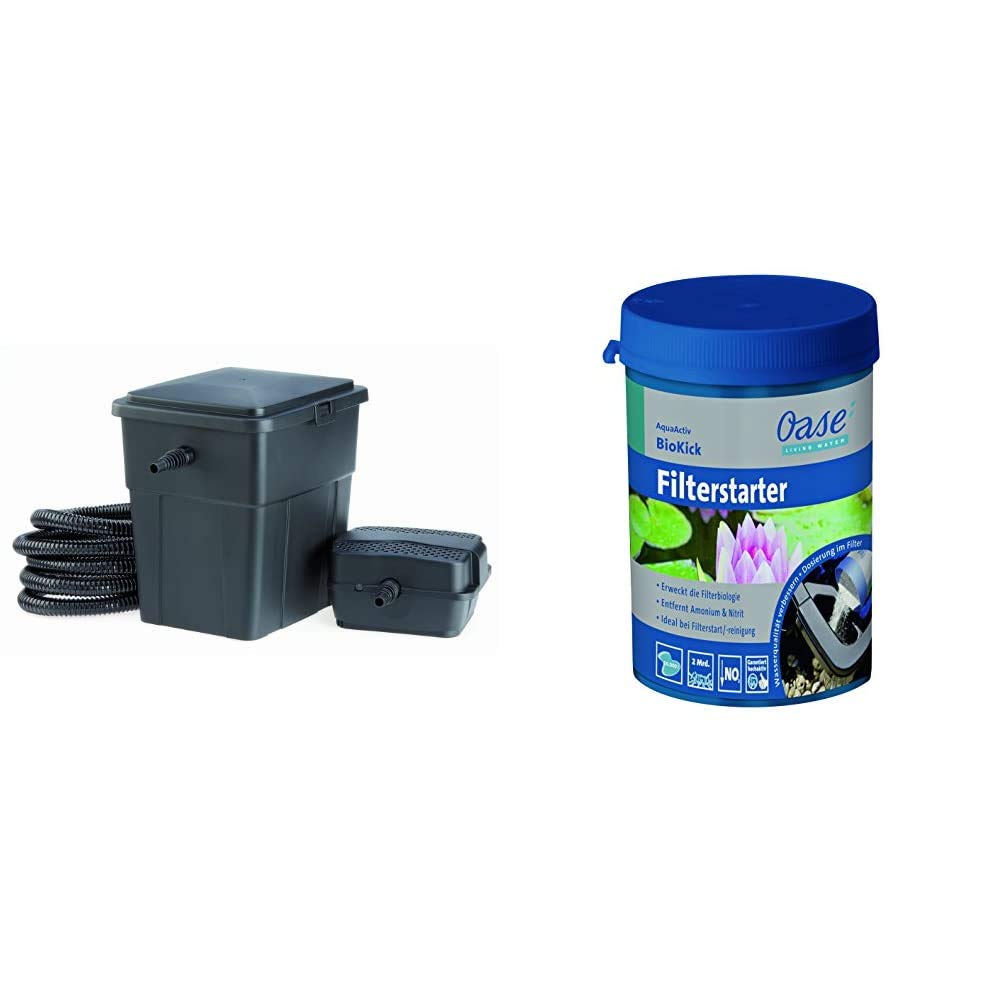 Pontec 51226 PondoClear Set 4000 & OASE 50295 AquaActiv BioKick, 200 ml - mehrstufiges Filtersystem aus Durchlauffilter, UVC-Einheit und Wasseraufbereiter