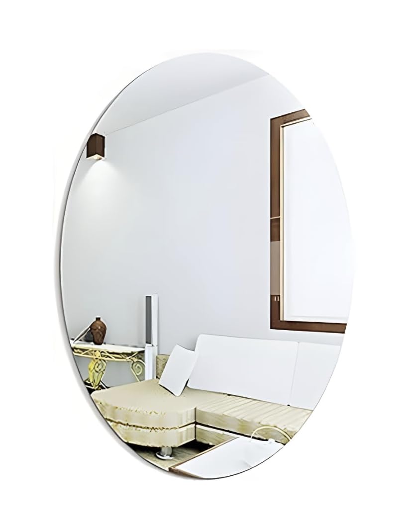 CLOUDWINGS Oval Shape Adhesive Mirror Sticker for Wall on Tiles Bedroom Living Room Basin Mirror Bathroom Wall Mirror Both Side Sticker Acrylic Wall Mirror for Wall Full Length | Pack of 2-image-40