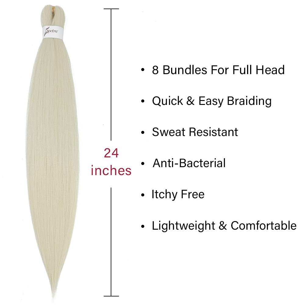 X-Tress Blonde Braiding Hair Extension 24" Natural Looking Crochet Braids Hair Extension 613 Synthetic Hair Bundle for Braiding Hair Soft Yaki Straight Texture Spectra EZ Braid(#613) - Image 2