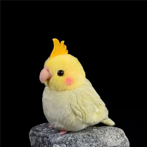 Miniatura 5 de Nohito Juguete de peluche realista de pájaro loro de cacatúa amarillo, simulación de pájaro falso, animales de peluche de cacatúa, lindos regalos