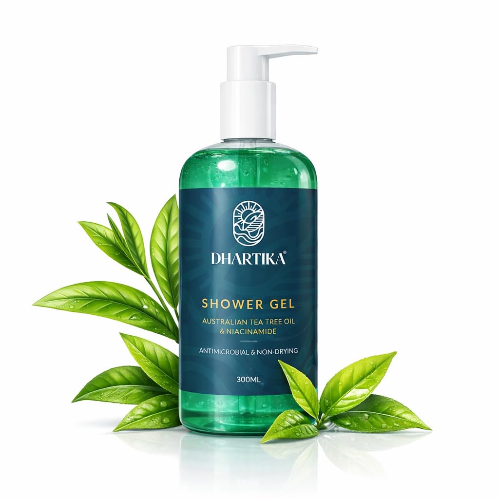 Dhartika Australian Tea Tree Oil Shower Gel - Target Spots & Blemishes, pH-Balanced Formula, Revitalizing Body Wash-image-27