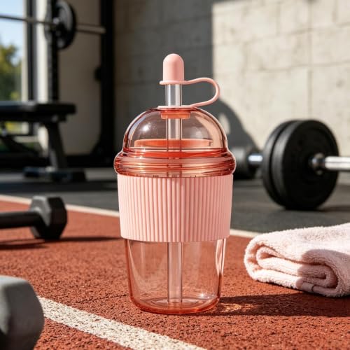Vaso hermético alimentario con pajita para deporte gimnasio y escuela 4