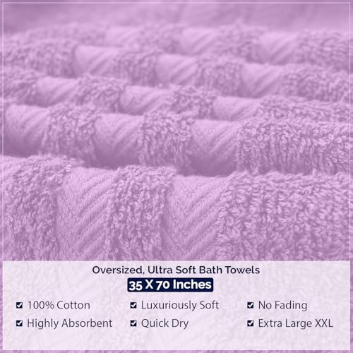 Image of DAN River 2 Pack Bath Sheets Extra Large 35x70, Large Bath Towels for Adults, XL Oversized Heavy Duty Towel Set, 600 GSM 100% Ring Spun Cotton, Soft Quick Dry, Lavendar